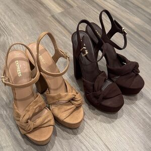 Express heels bundle chocolate brown and tan